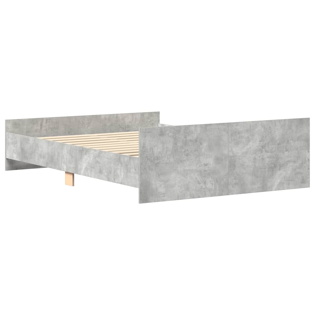 sengeramme med sengegavl og fodgærde 140x200 cm betongrå