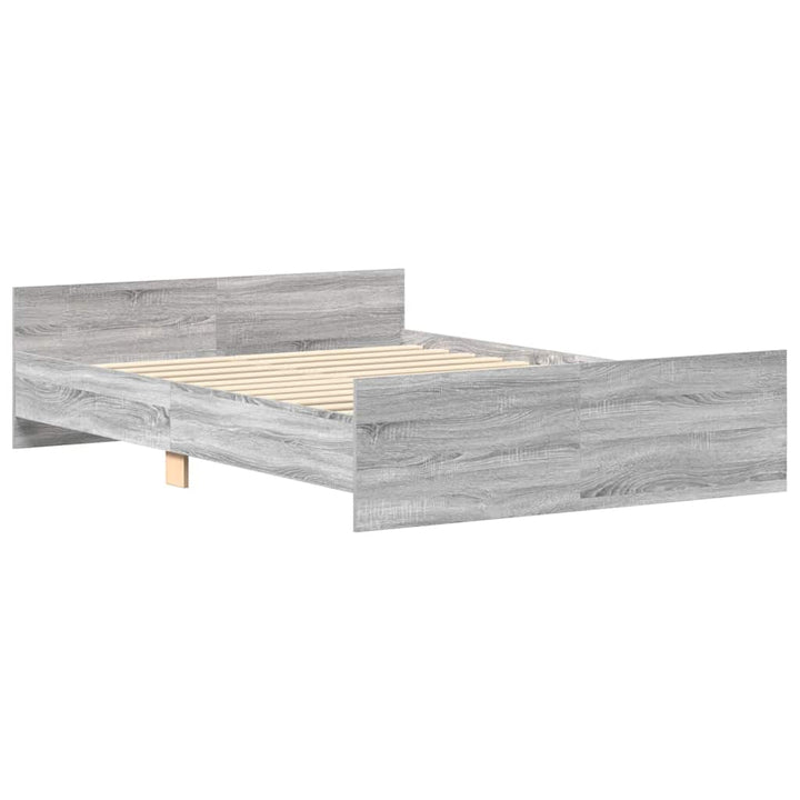 sengeramme med sengegavl og fodgærde 140x200 cm grå sonoma-eg