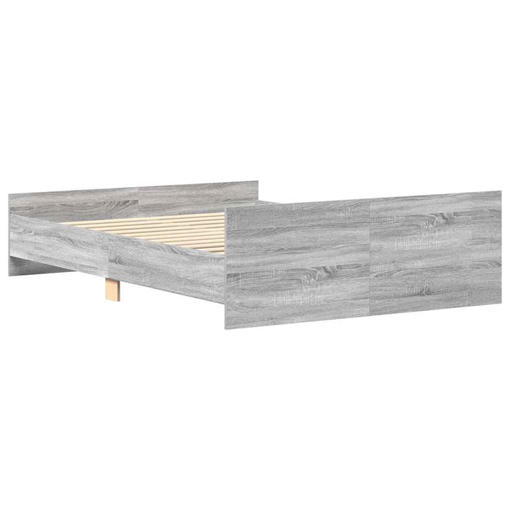 sengeramme med sengegavl og fodgærde 140x200 cm grå sonoma-eg