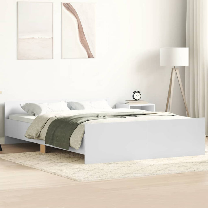 sengeramme med sengegavl og fodgærde 150x200 cm hvid
