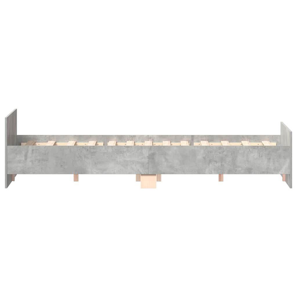 sengeramme med sengegavl og fodgærde 150x200 cm betongrå