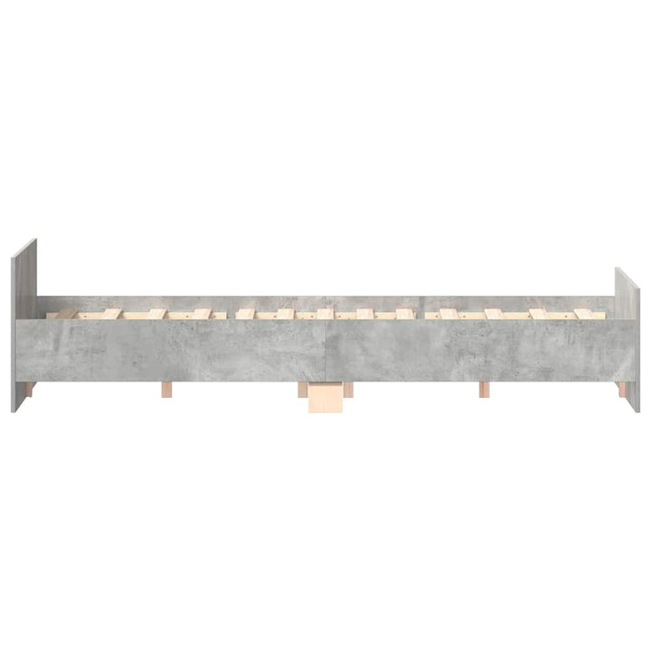 sengeramme med sengegavl og fodgærde 150x200 cm betongrå
