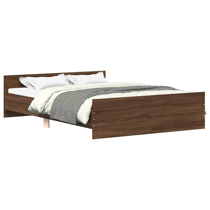 sengeramme med sengegavl og fodgærde 150x200 cm brunt egetræ