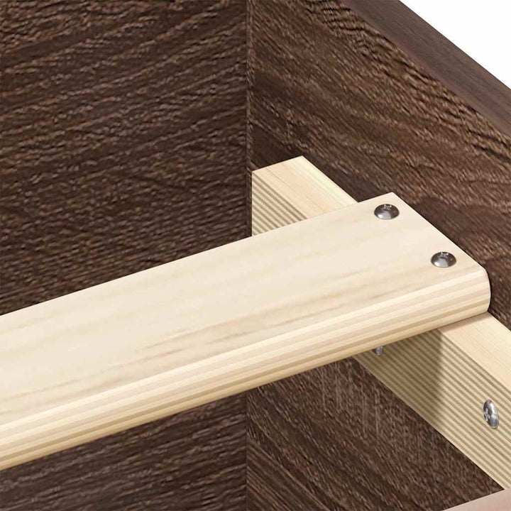sengeramme med sengegavl og fodgærde 150x200 cm brunt egetræ
