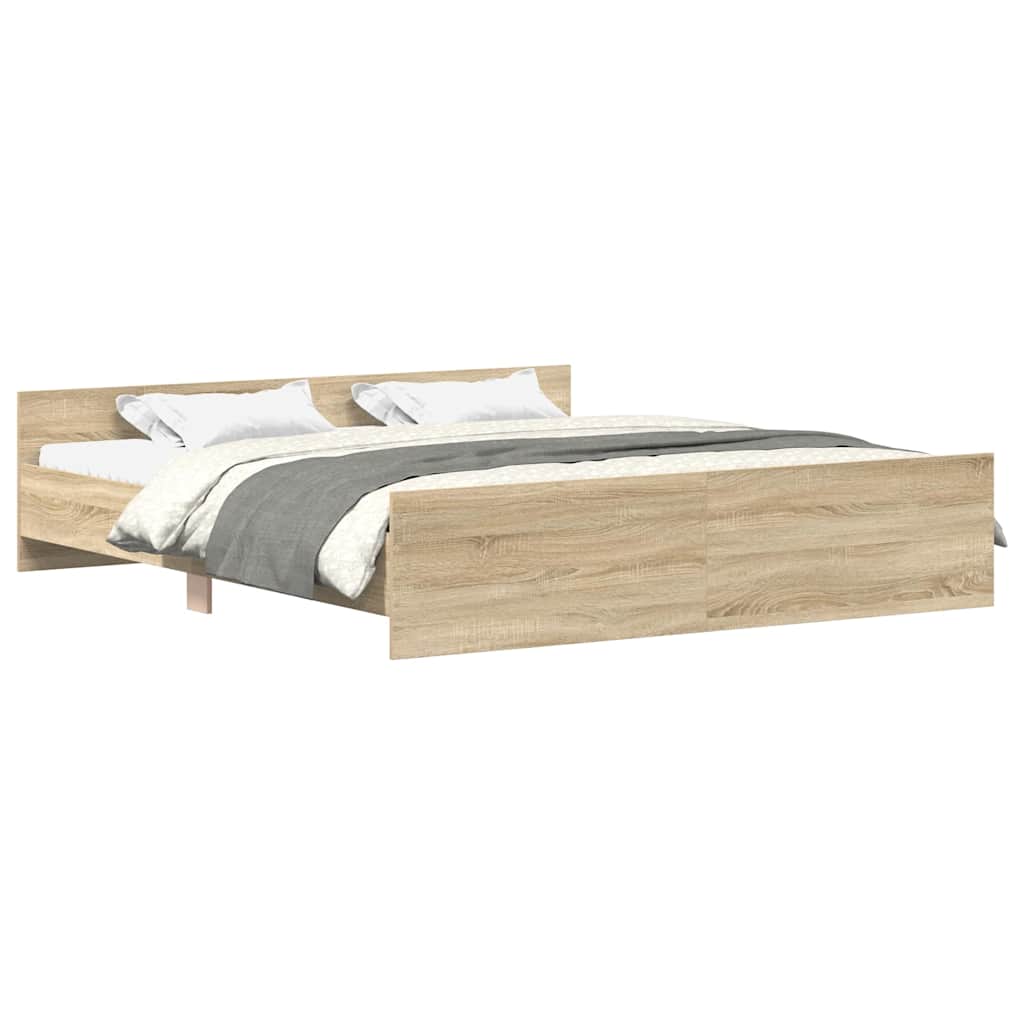 sengeramme med sengegavl og fodgærde 160x200 cm sonoma-eg