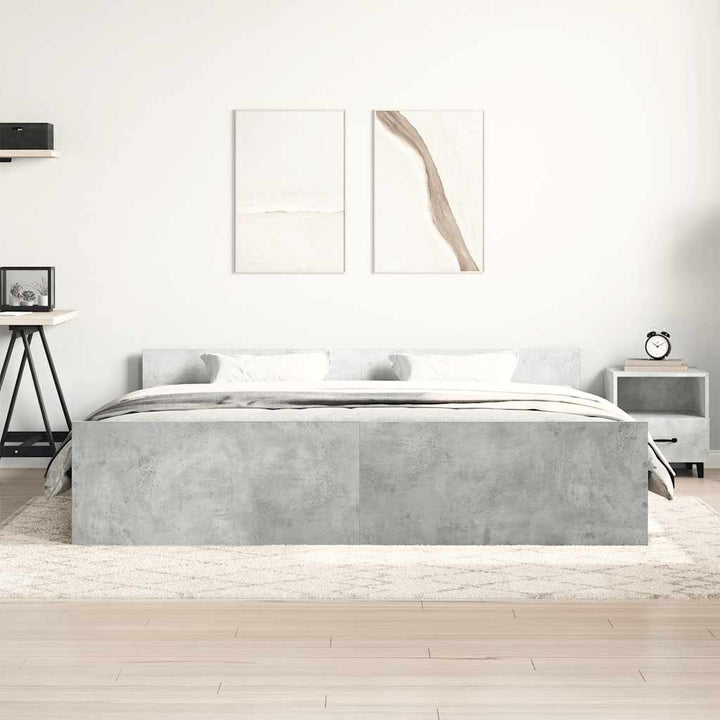sengeramme med sengegavl og fodgærde 160x200 cm betongrå