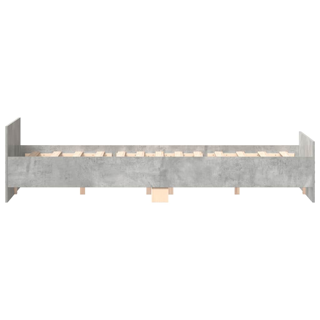 sengeramme med sengegavl og fodgærde 160x200 cm betongrå