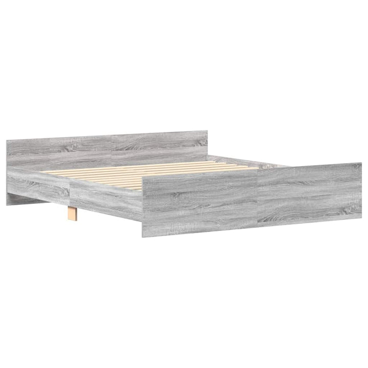 sengeramme med sengegavl og fodgærde 160x200 cm grå sonoma-eg