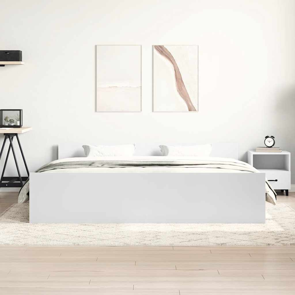 sengeramme med sengegavl og fodgærde 180x200 cm hvid
