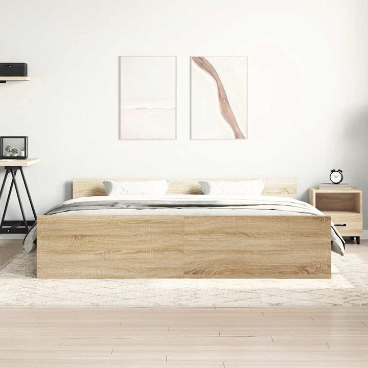 sengeramme med sengegavl og fodgærde 180x200 cm sonoma-eg