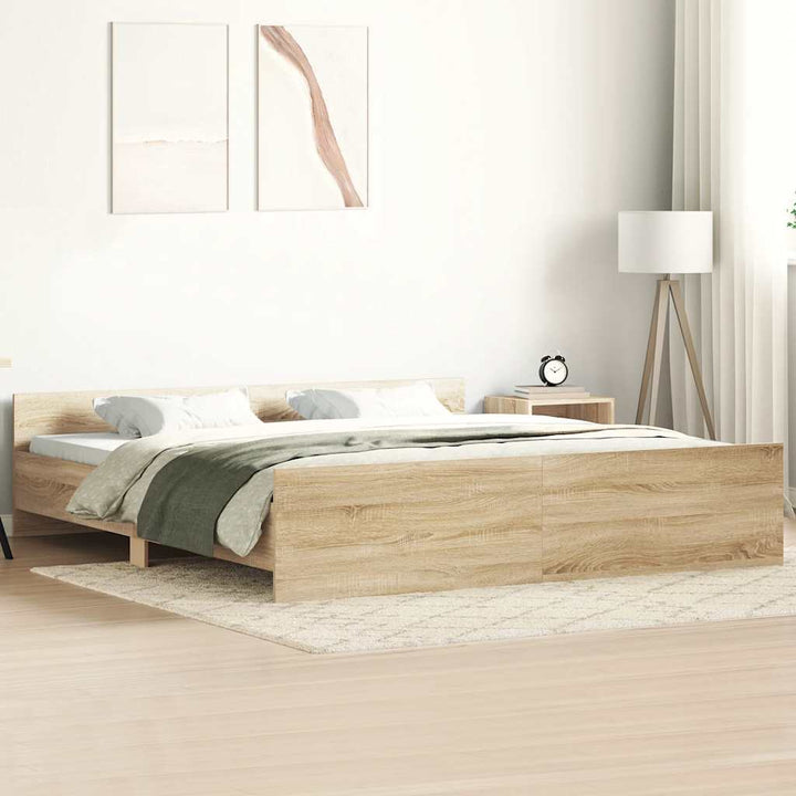 sengeramme med sengegavl og fodgærde 180x200 cm sonoma-eg