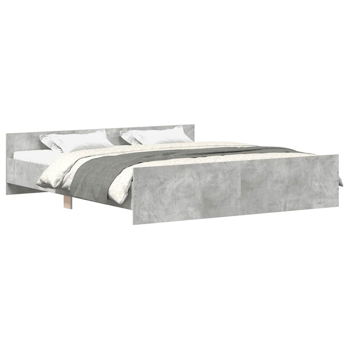 sengeramme med sengegavl og fodgærde 180x200 cm betongrå