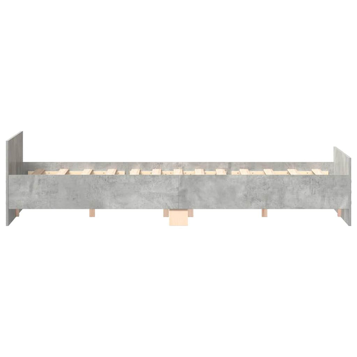 sengeramme med sengegavl og fodgærde 180x200 cm betongrå