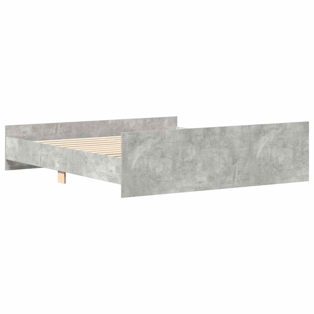 sengeramme med sengegavl og fodgærde 180x200 cm betongrå