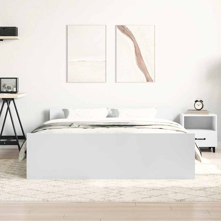 sengeramme med sengegavl og fodgærde 140x190 cm hvid