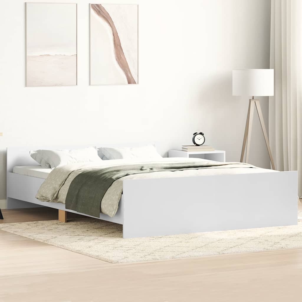 sengeramme med sengegavl og fodgærde 140x190 cm hvid