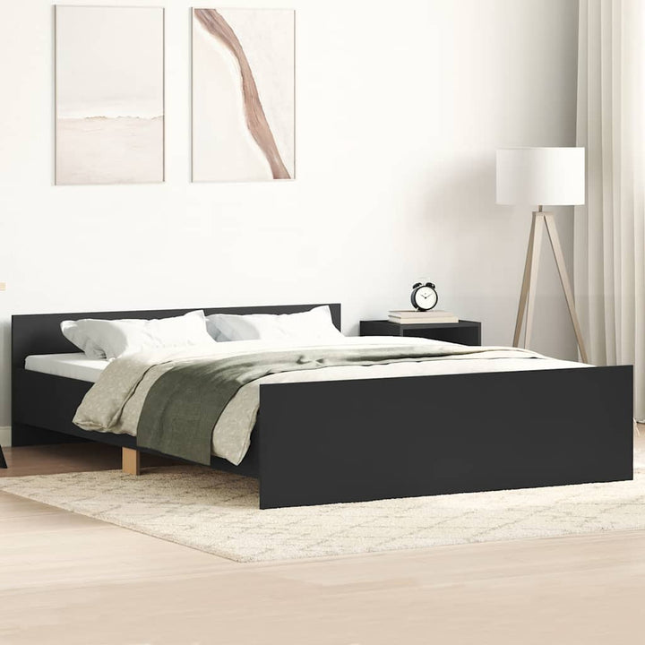 sengeramme med sengegavl og fodgærde 140x190 cm sort