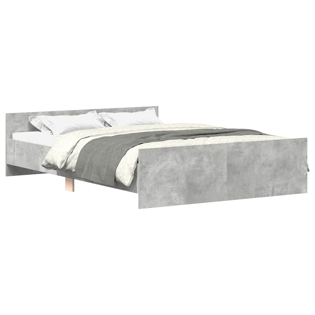 sengeramme med sengegavl og fodgærde 140x190 cm betongrå