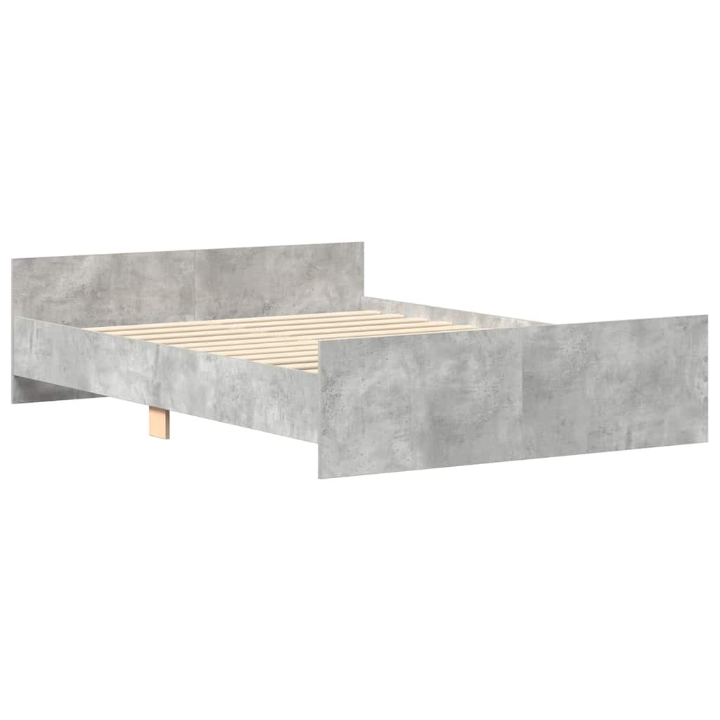 sengeramme med sengegavl og fodgærde 140x190 cm betongrå