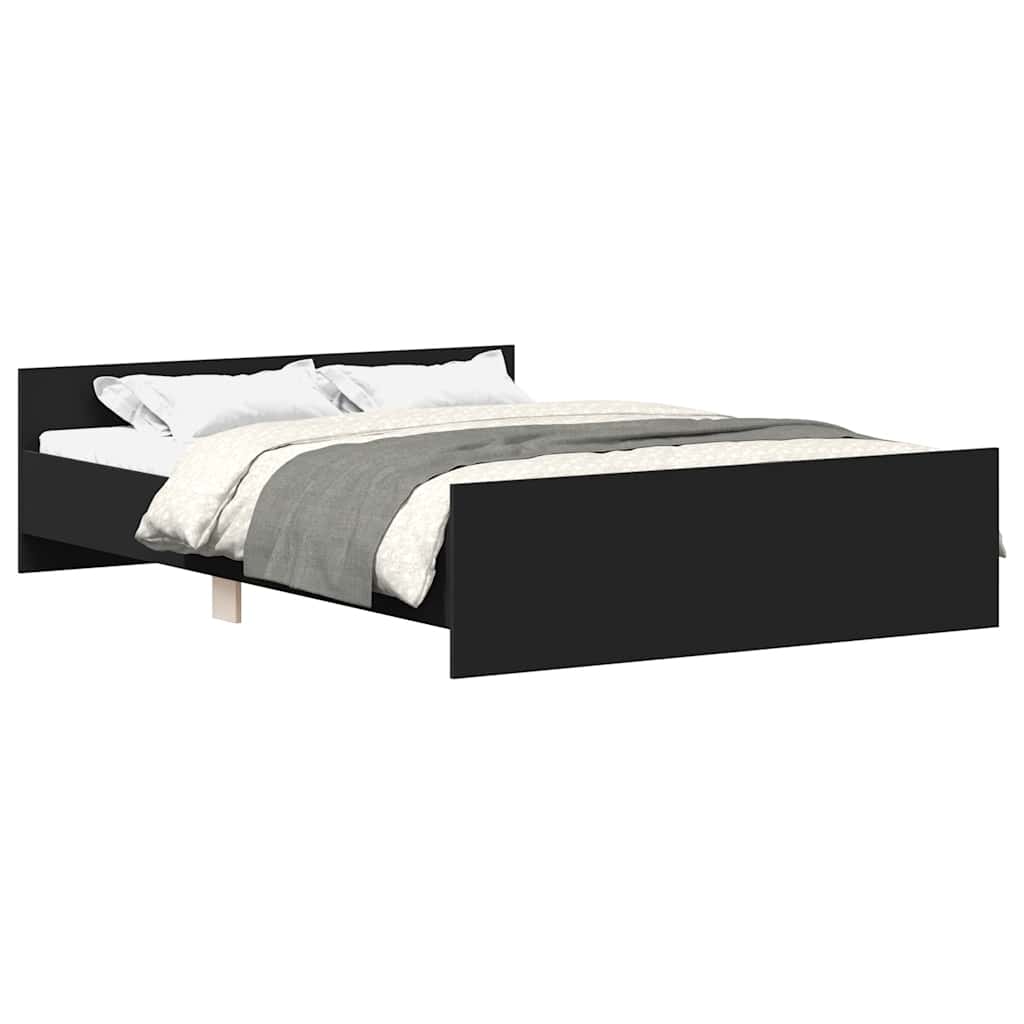 sengeramme med sengegavl og fodgærde 135x190 cm sort