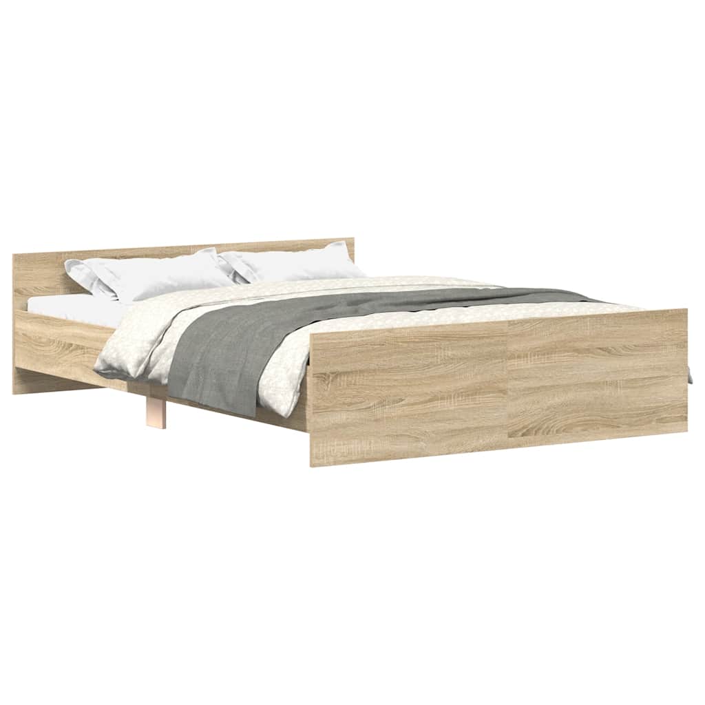 sengeramme med sengegavl og fodgærde 135x190 cm sonoma-eg