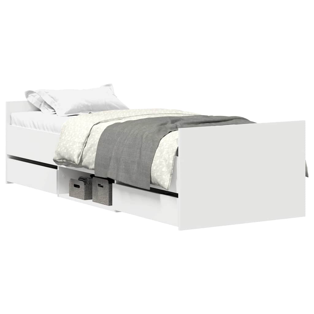 sengeramme med sengegavl og fodgærde 100x200 cm hvid