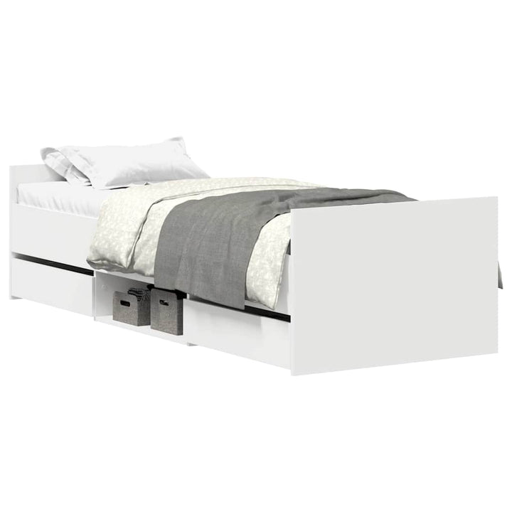 sengeramme med sengegavl og fodgærde 100x200 cm hvid