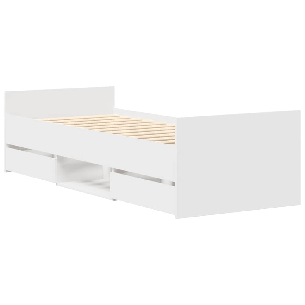 sengeramme med sengegavl og fodgærde 100x200 cm hvid