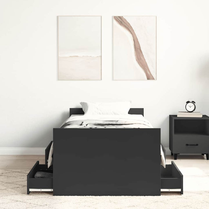 sengeramme med sengegavl og fodgærde 100x200 cm sort