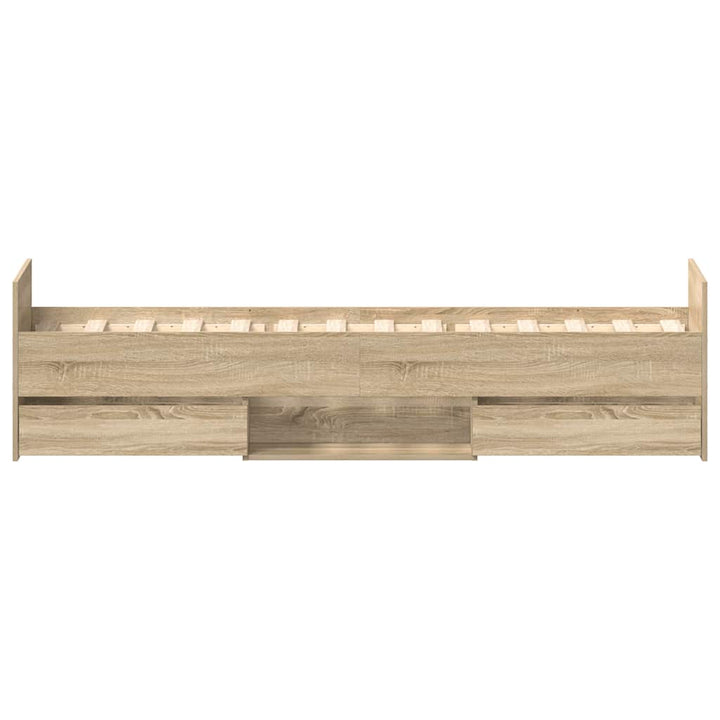 sengeramme med sengegavl og fodgærde 100x200 cm sonoma-eg