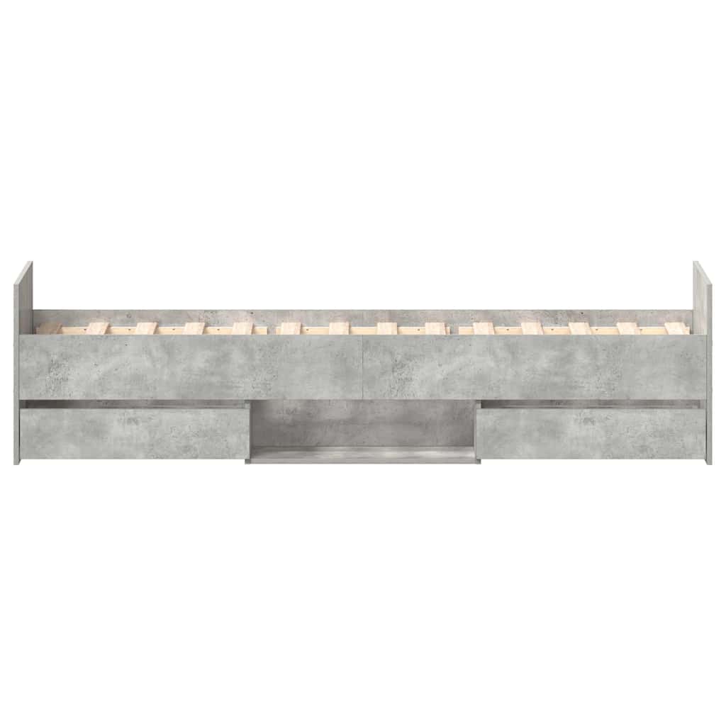 sengeramme med sengegavl og fodgærde 100x200 cm betongrå