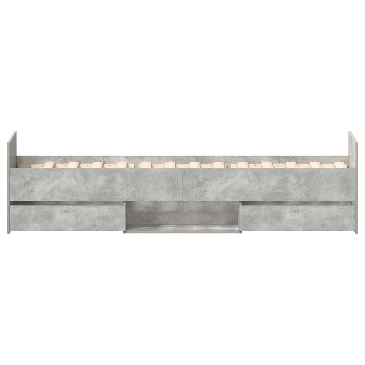 sengeramme med sengegavl og fodgærde 100x200 cm betongrå