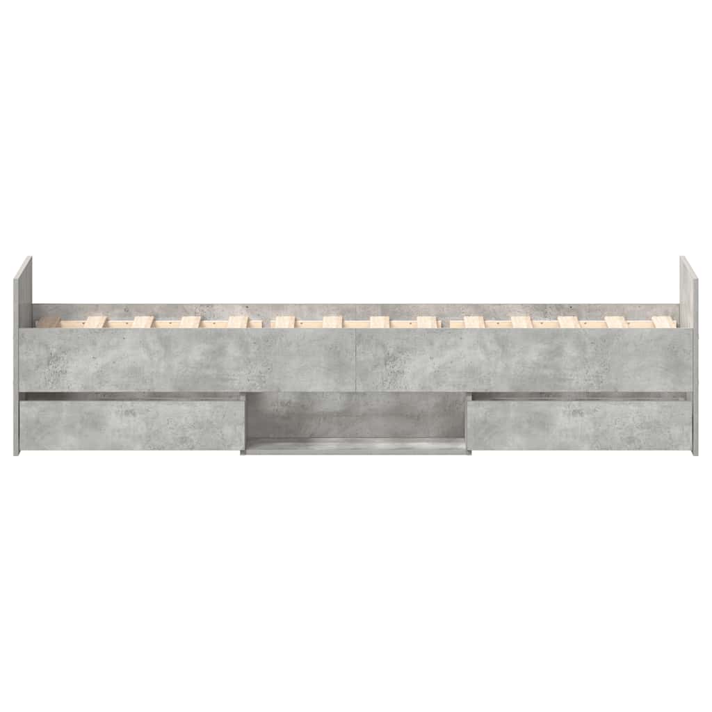 sengeramme med sengegavl og fodgærde 90x200 cm betongrå