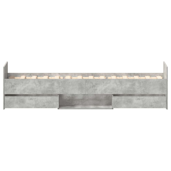 sengeramme med sengegavl og fodgærde 90x200 cm betongrå