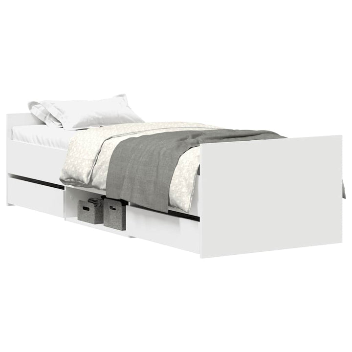 sengeramme med sengegavl og fodgærde 90x190 cm hvid