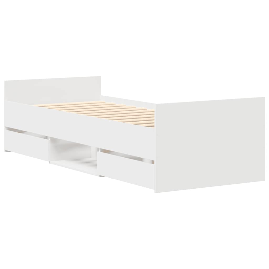 sengeramme med sengegavl og fodgærde 90x190 cm hvid