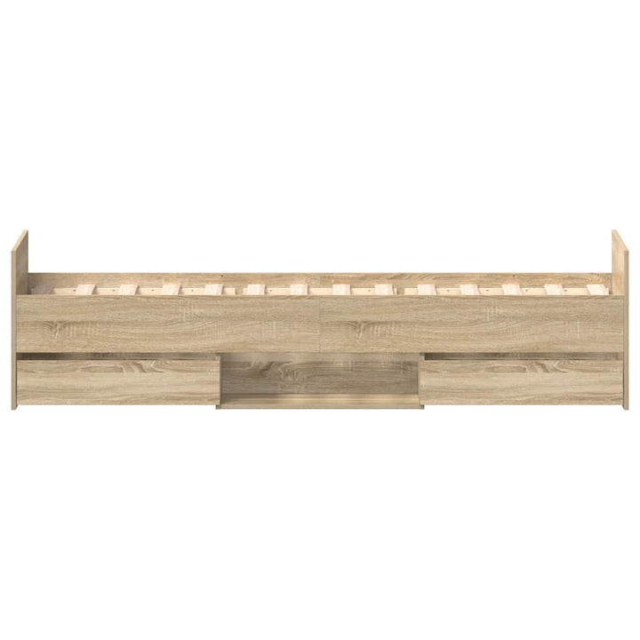 sengeramme med sengegavl og fodgærde 90x190 cm sonoma-eg