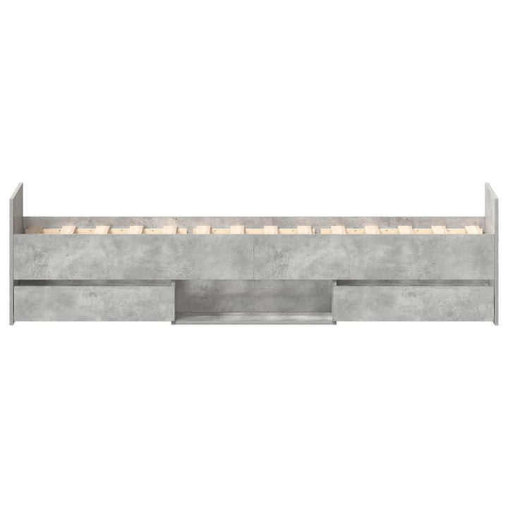 sengeramme med sengegavl og fodgærde 90x190 cm betongrå