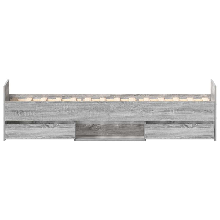 sengeramme med sengegavl og fodgærde 90x190 cm grå sonoma-eg