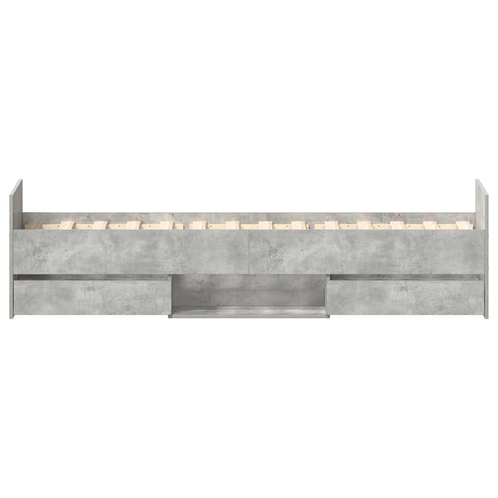 sengeramme med sengegavl og fodgærde 75x190 cm betongrå