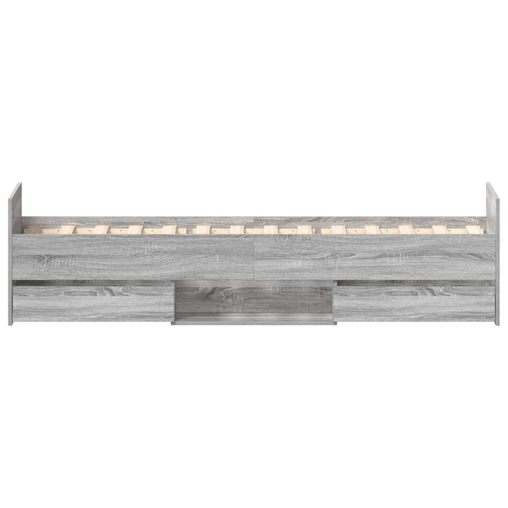 sengeramme med sengegavl og fodgærde 75x190 cm grå sonoma-eg