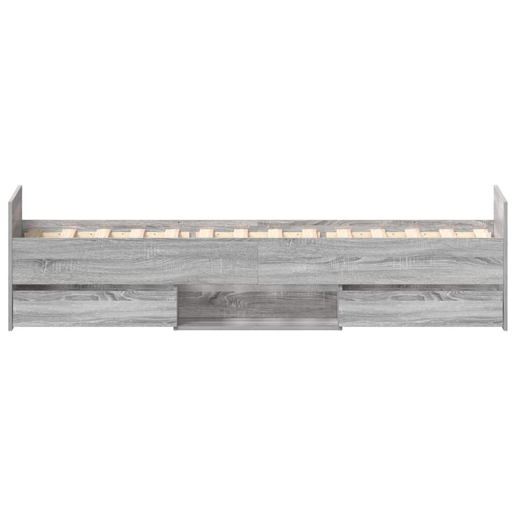 sengeramme med sengegavl og fodgærde 75x190 cm grå sonoma-eg