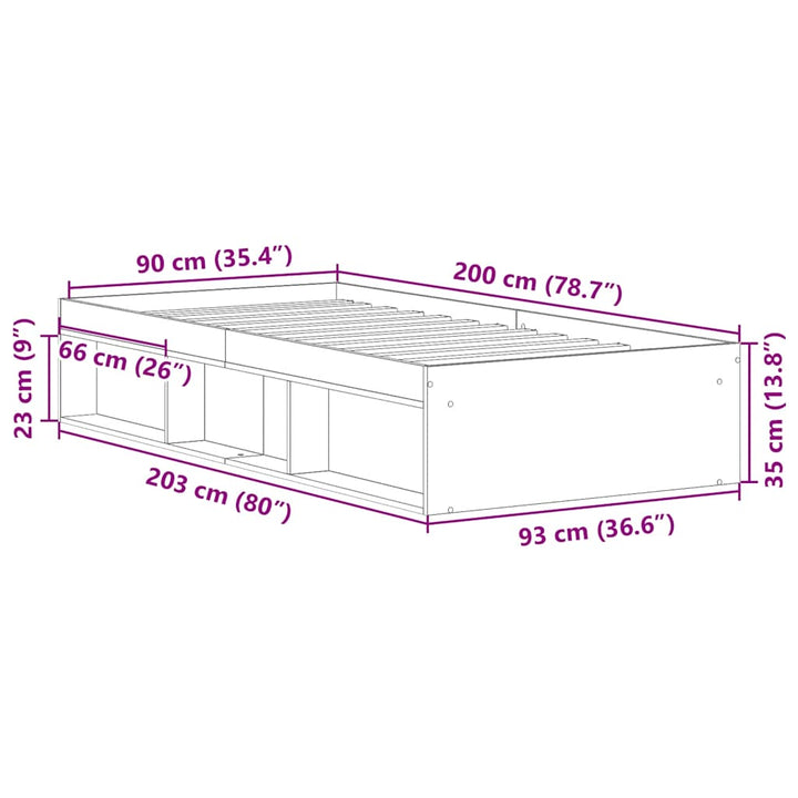 sengeramme 90x200 cm røget egetræsfarve