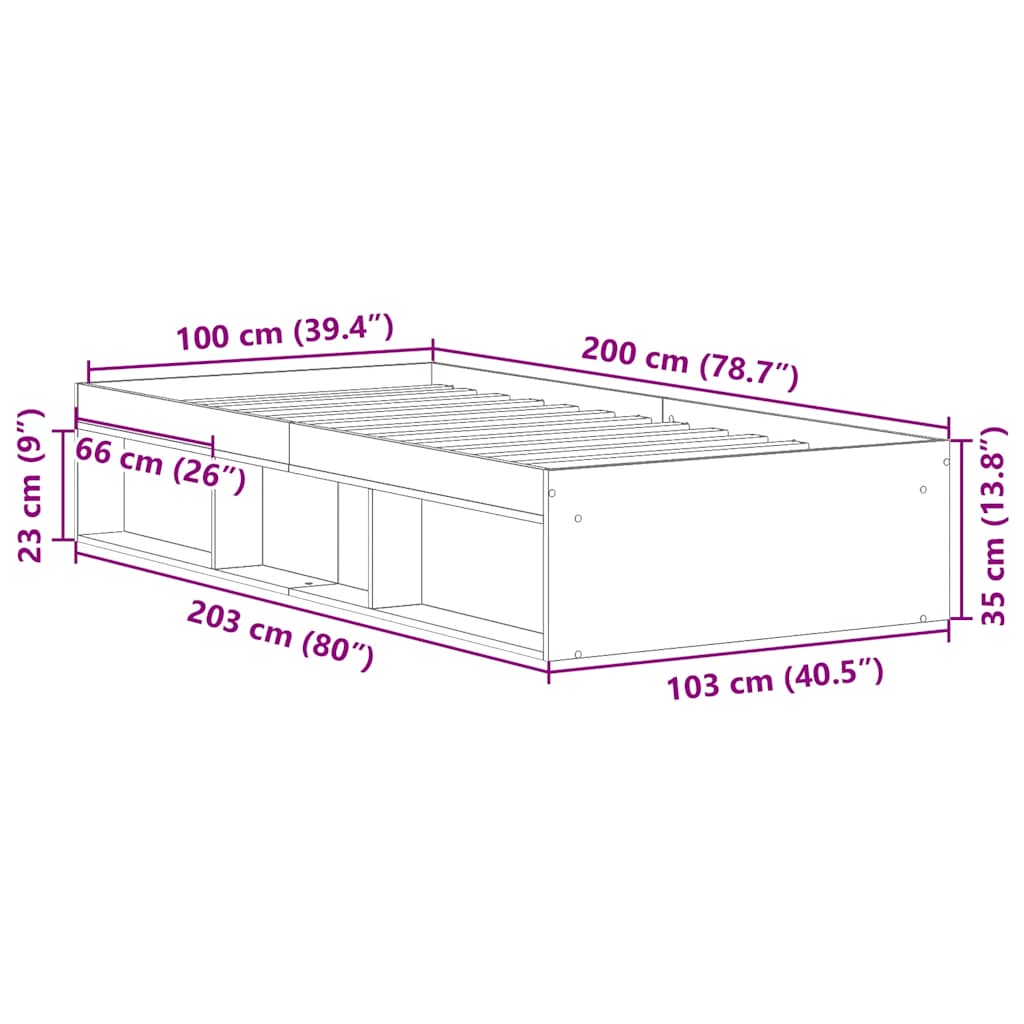 sengeramme 100x200 cm sort