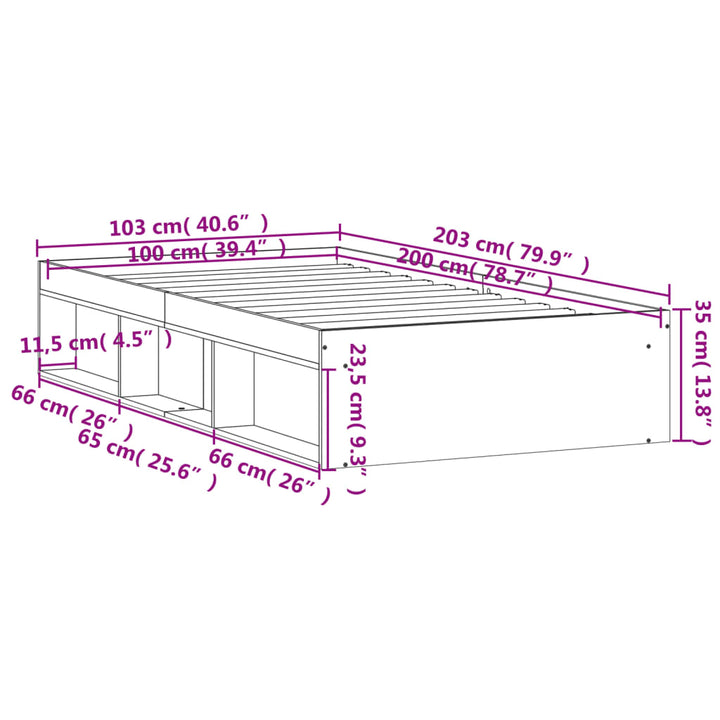 sengeramme 100x200 cm røget egetræsfarve