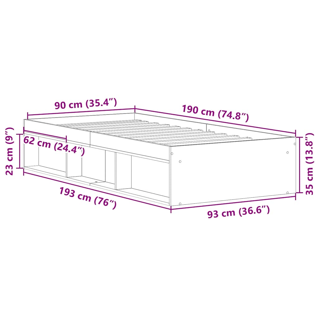 sengeramme 90x190 cm sort