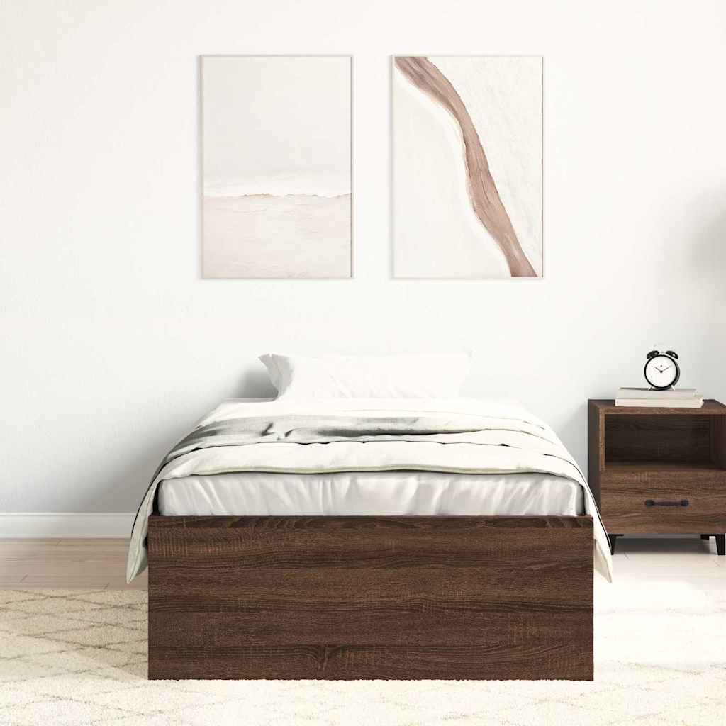 sengeramme 90x190 cm brun egetræsfarve
