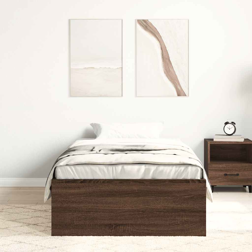 sengeramme 75x190 cm brun egetræsfarve