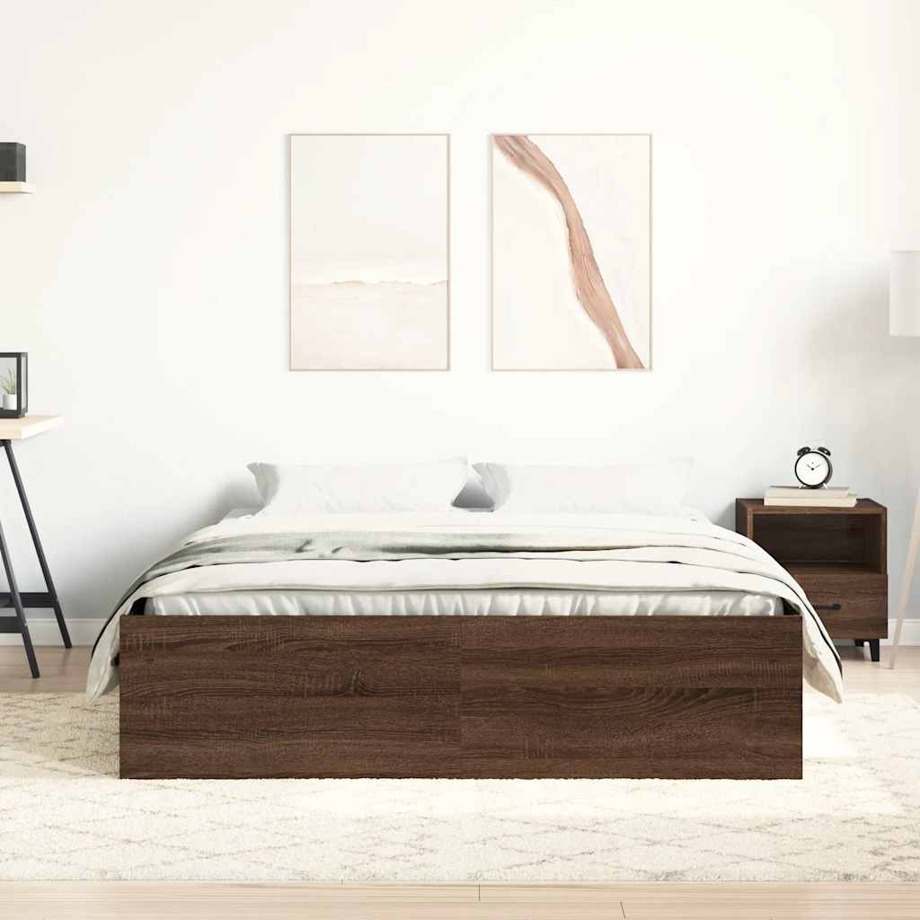 sengeramme 120x200 cm brun egetræsfarve