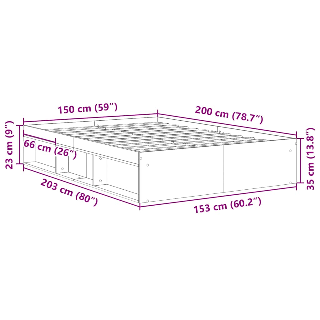 sengeramme 150x200 cm sort